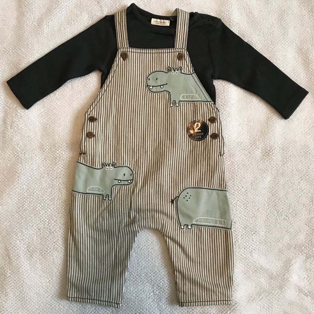 Next Denim Hippo Overalls With Bodysuit.